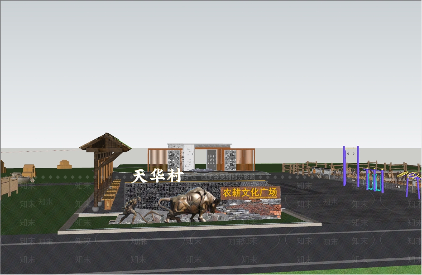 中式新中式景墙SU模型下载【ID:1184560339】