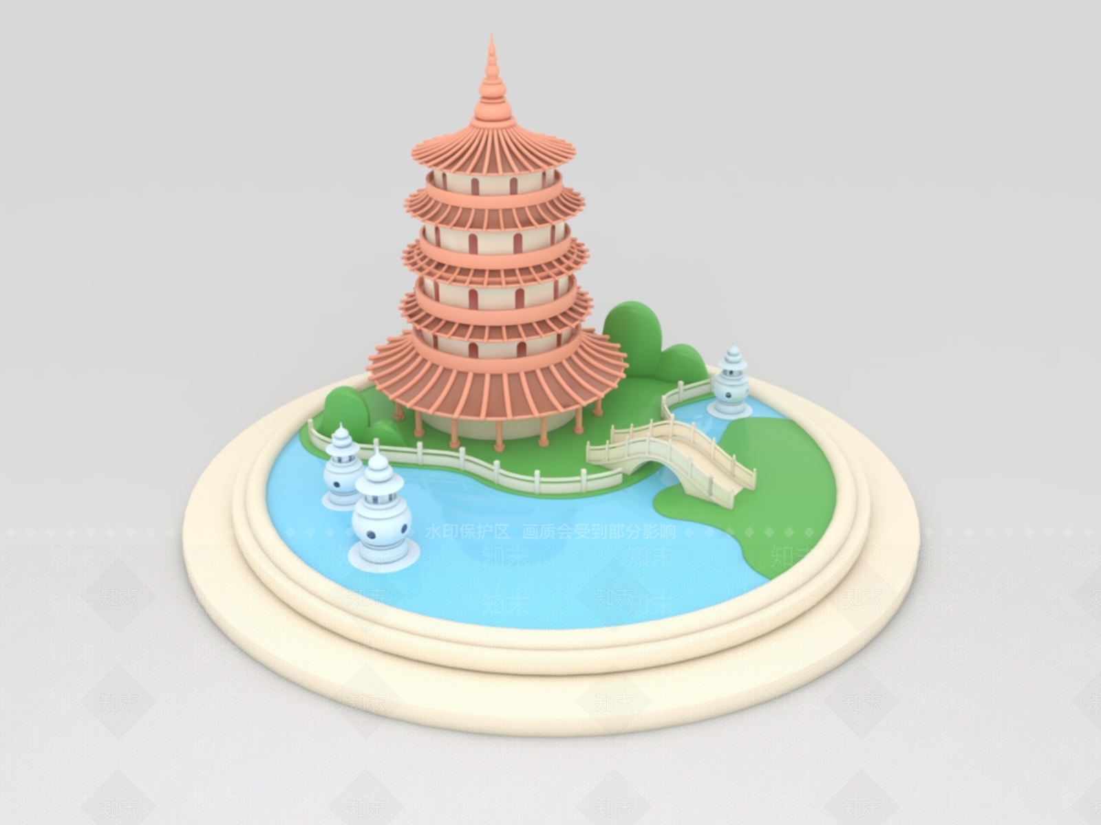 新中式中式古建3D模型下载【ID:1184577099】