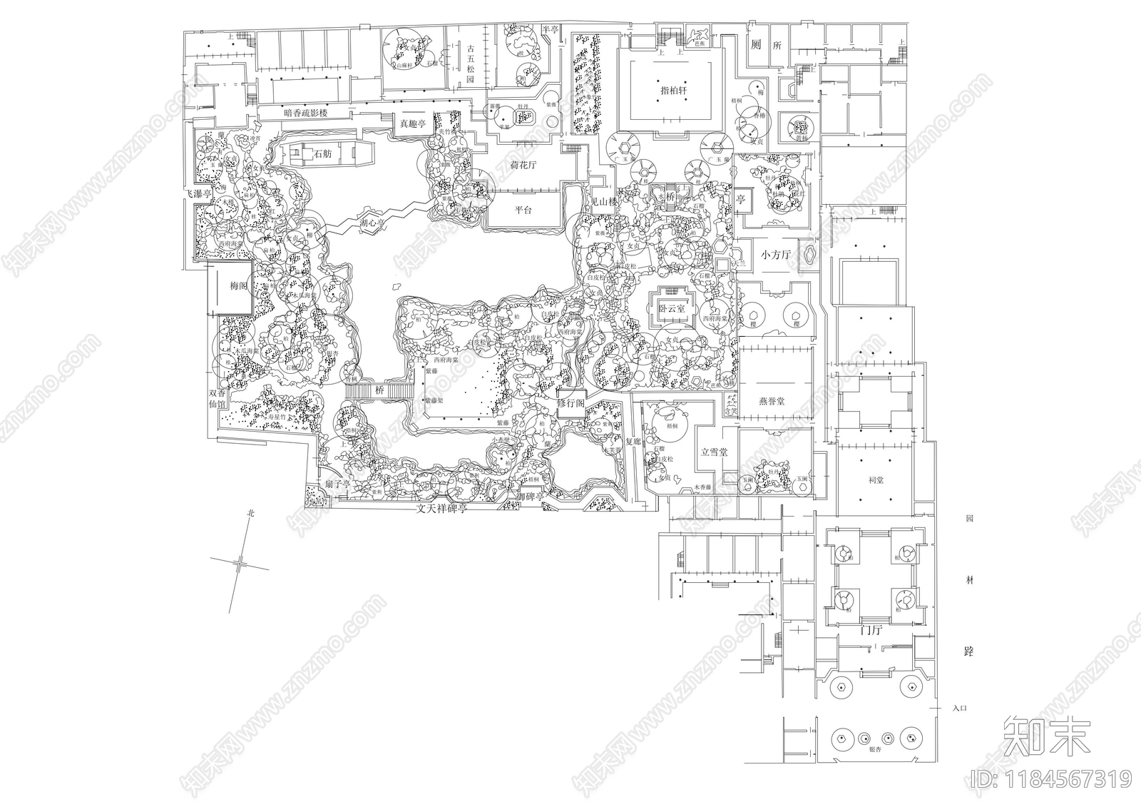 中式公园景观施工图下载【ID:1184567319】