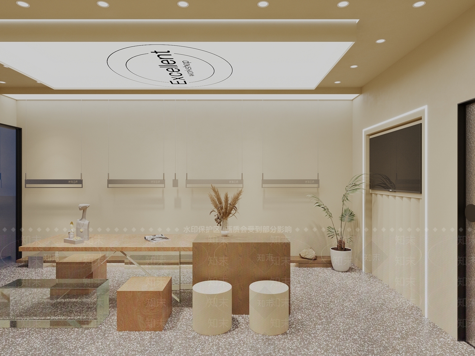 现代奶油服装店3D模型下载【ID:1184573094】