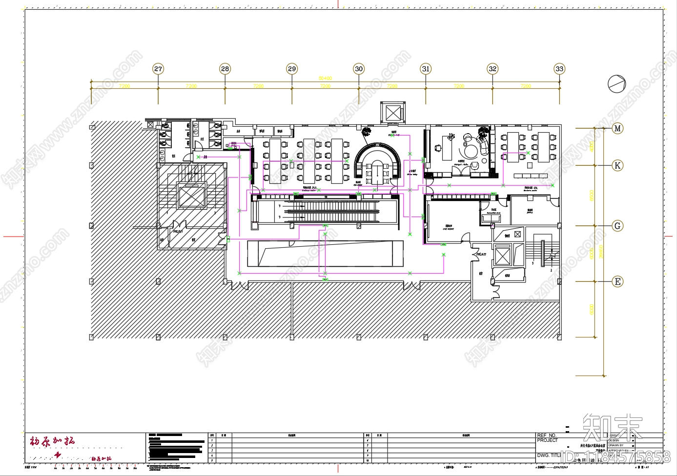 现代开放办公室cad施工图下载【ID:1184575858】