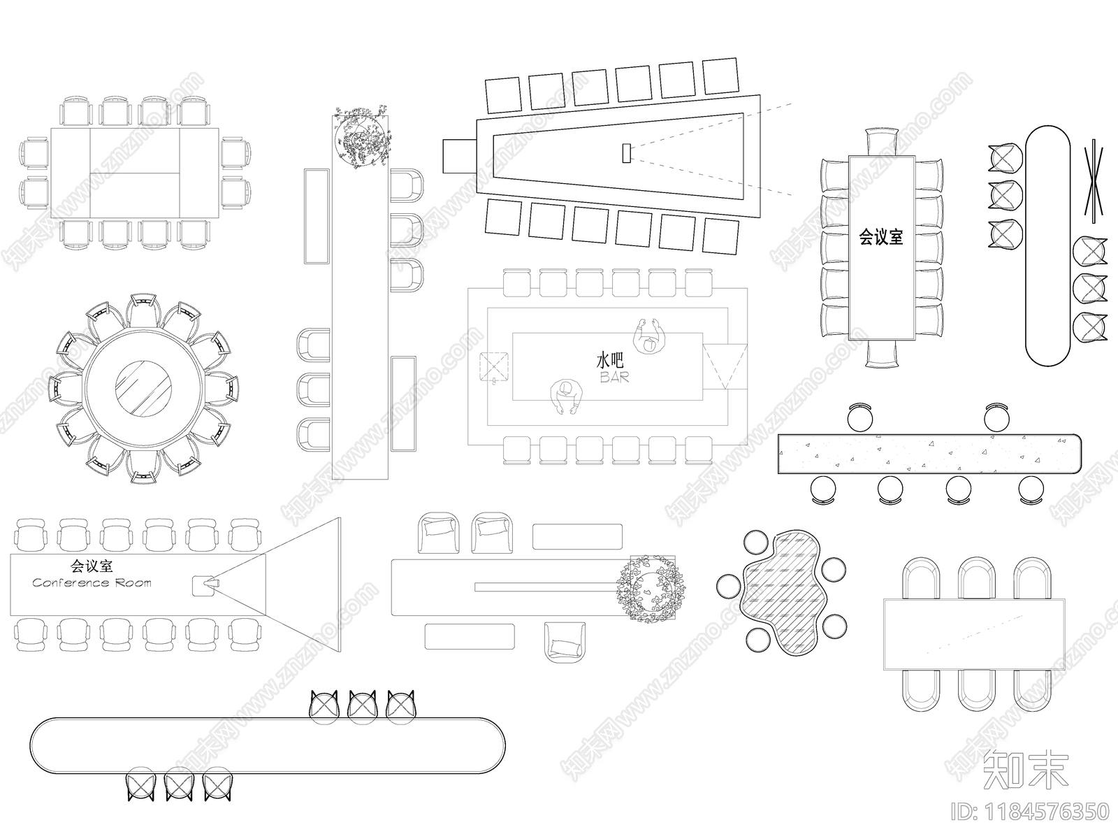 现代桌椅施工图下载【ID:1184576350】