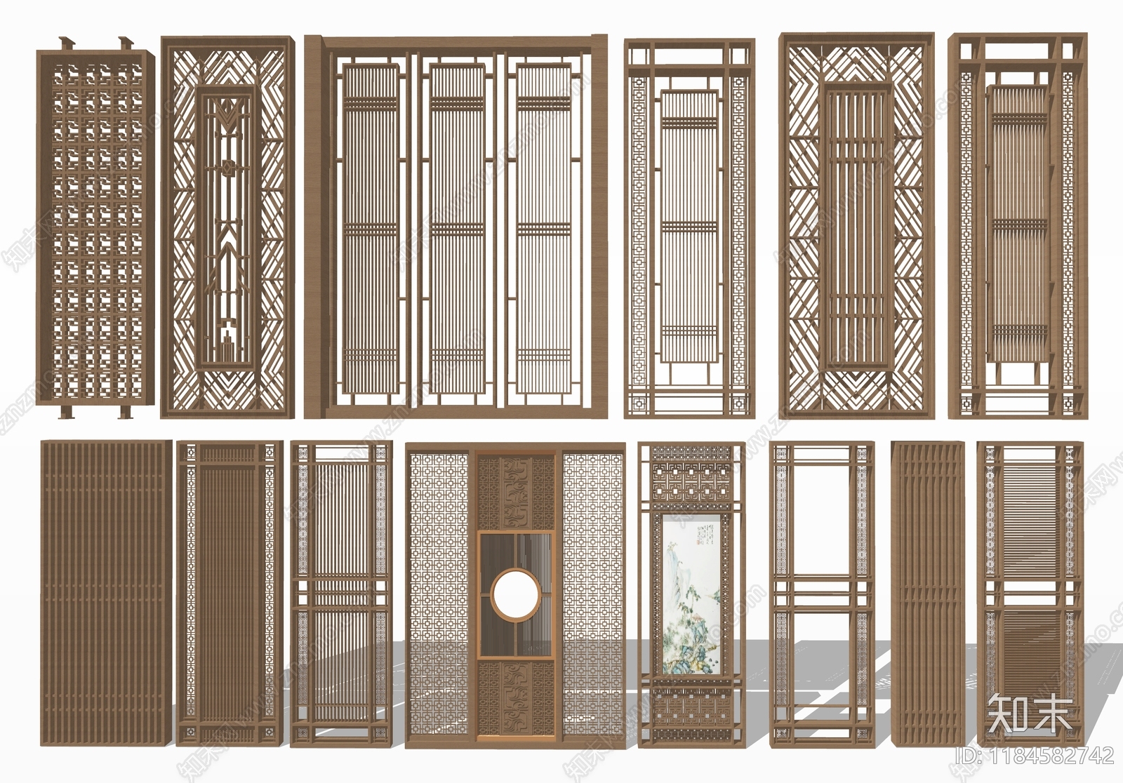 新中式中式屏风SU模型下载【ID:1184582742】