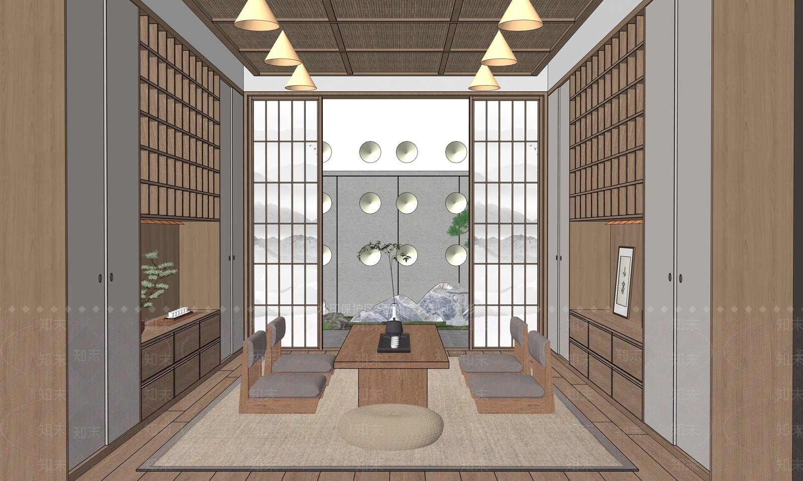 现代茶室SU模型下载【ID:1184584151】