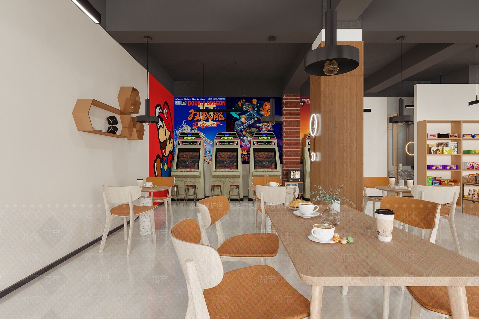 现代复古奶茶店3D模型下载【ID:1184585533】