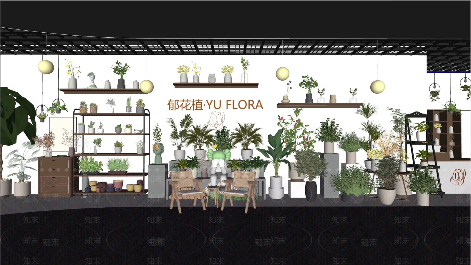 奶油侘寂花店SU模型下载【ID:1184601947】