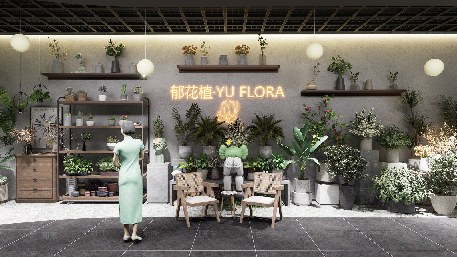 奶油侘寂花店SU模型下载【ID:1184601947】