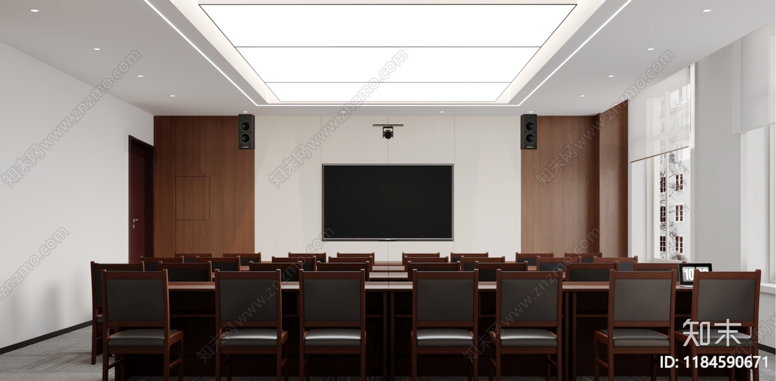 现代新中式会议室cad施工图下载【ID:1184590671】