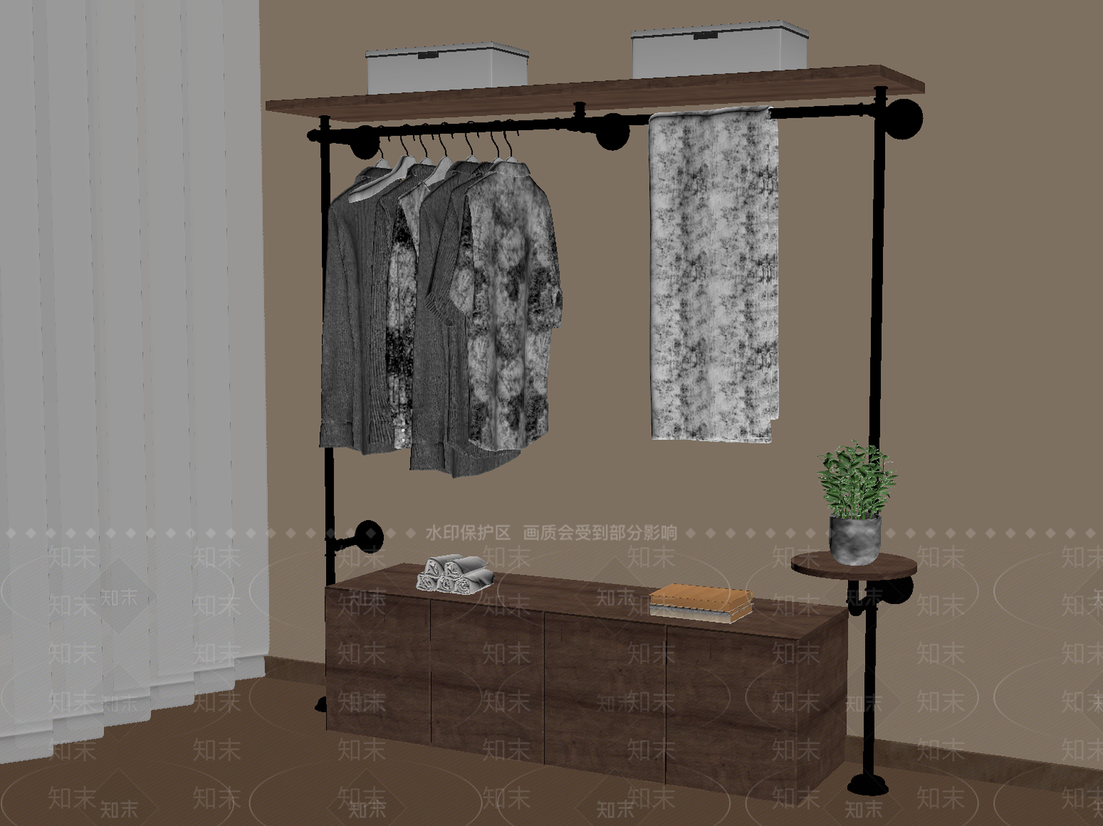 侘寂衣架SU模型下载【ID:1184588352】