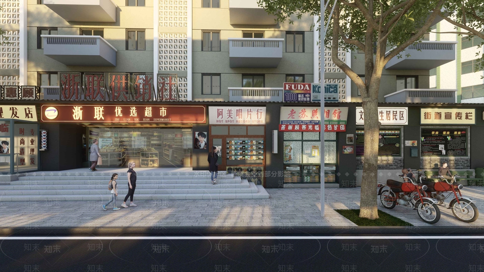 复古商业街SU模型下载【ID:1184589484】