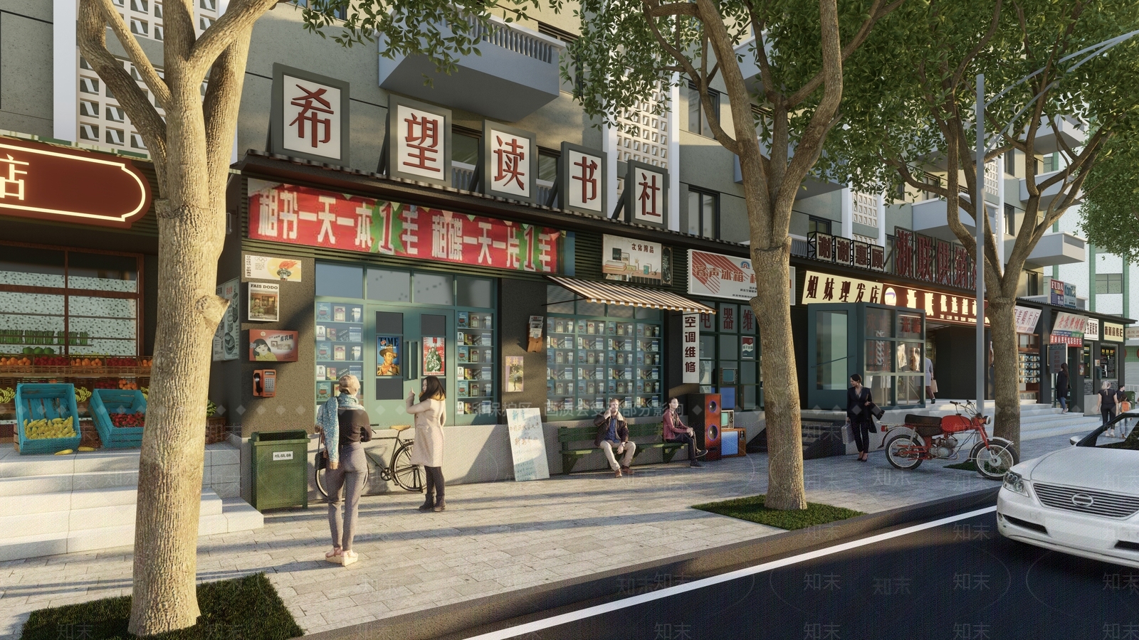 复古商业街SU模型下载【ID:1184589484】