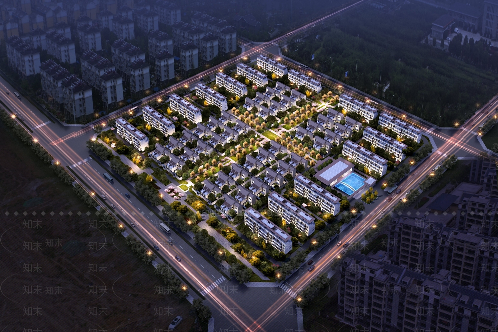 现代鸟瞰规划3D模型下载【ID:1184589247】