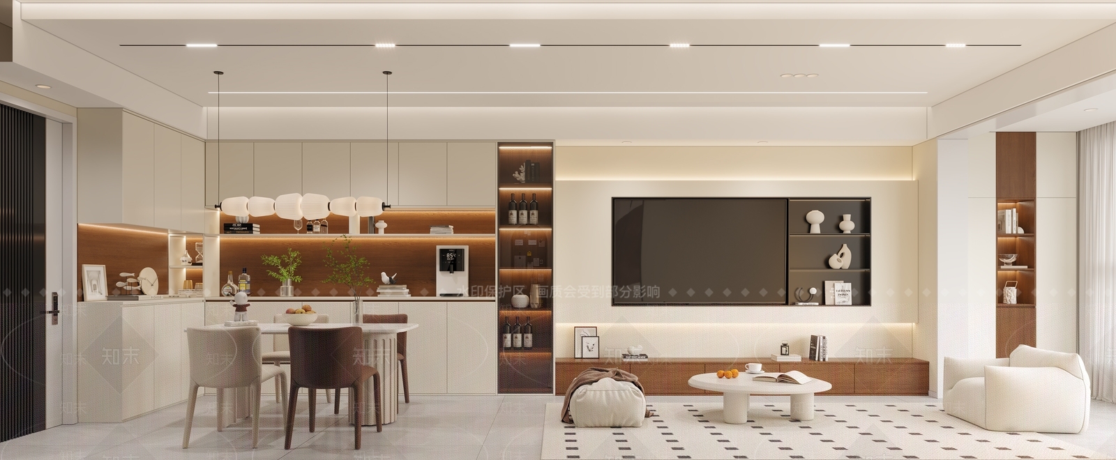 原木北欧家居客厅3D模型下载【ID:1184590495】