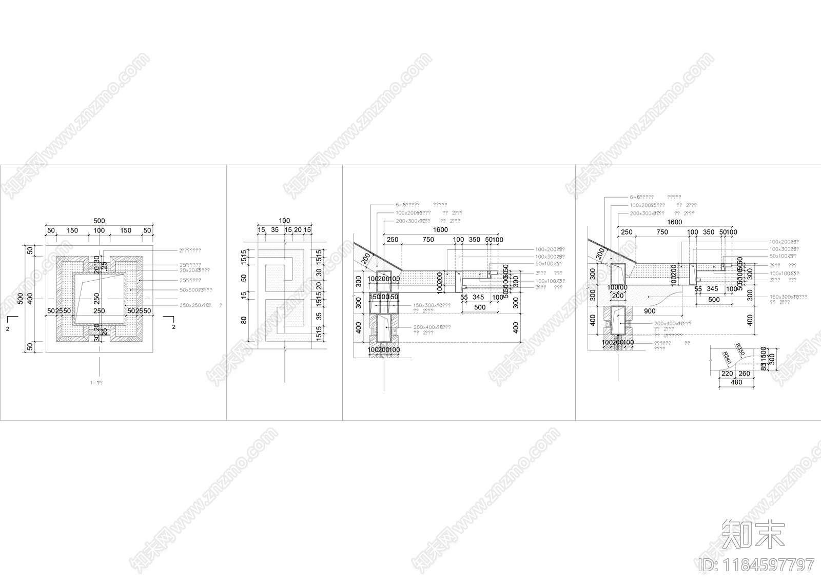 新中式廊架cad施工图下载【ID:1184597797】