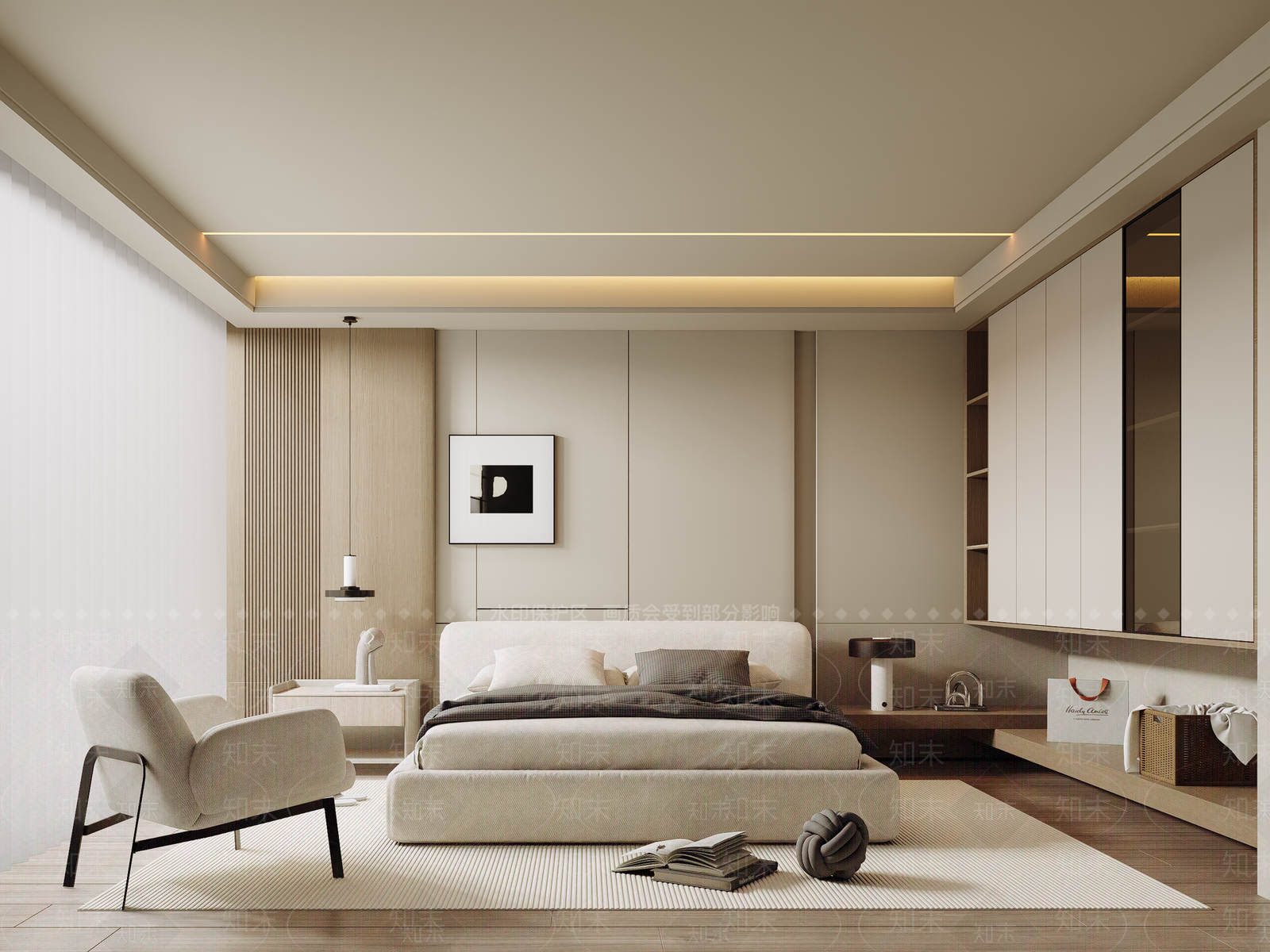 米色双人床双人床3D模型下载【ID:1227261314】