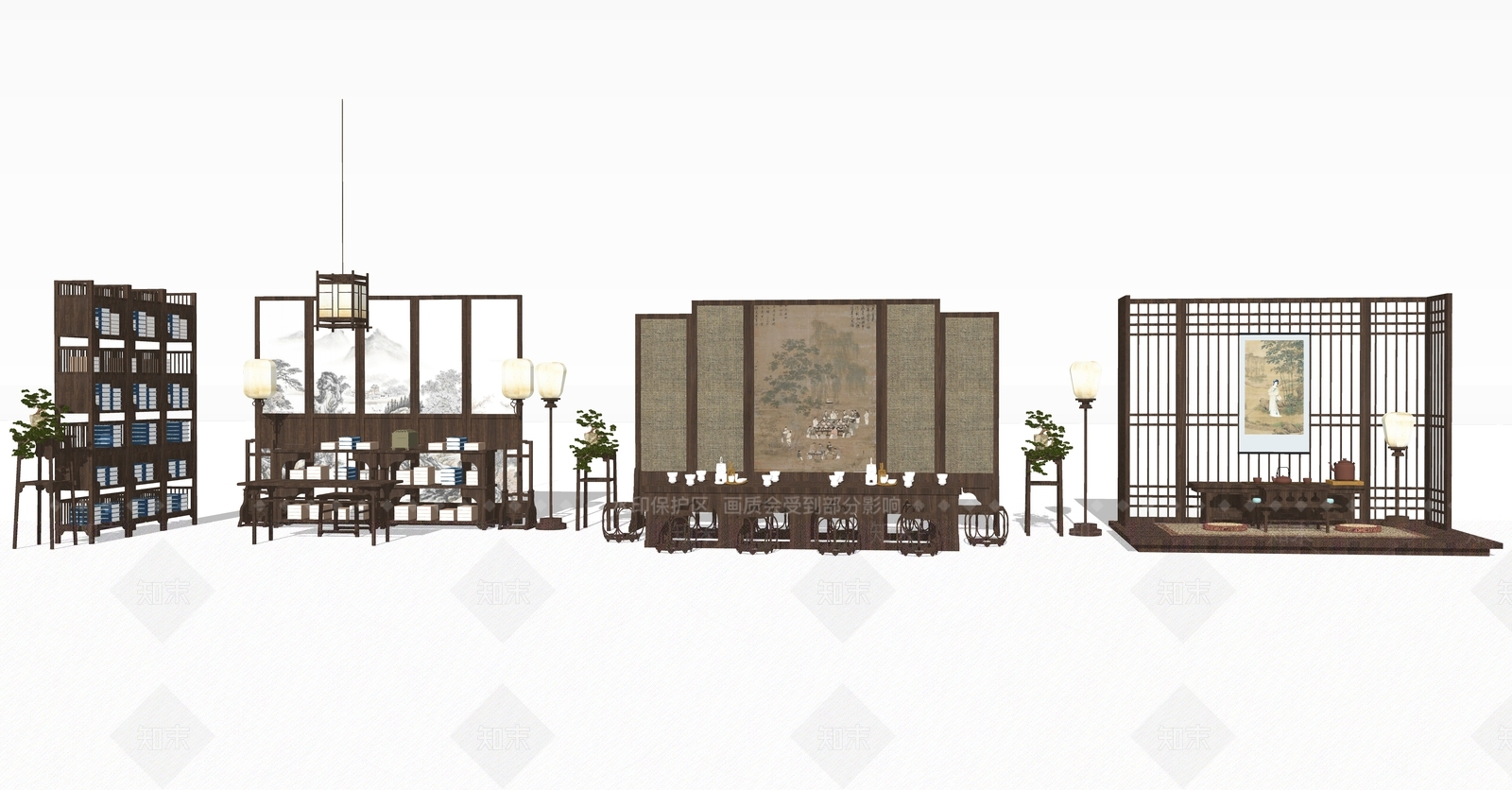 复古中古家具展厅SU模型下载【ID:1184601693】