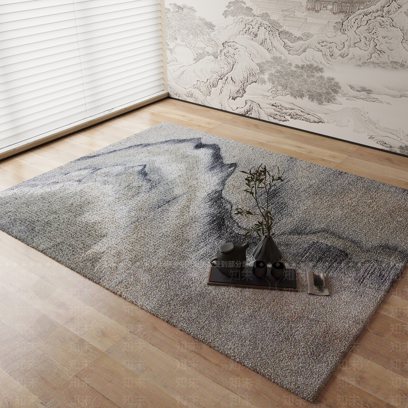 新中式地毯3D模型下载【ID:1184601941】