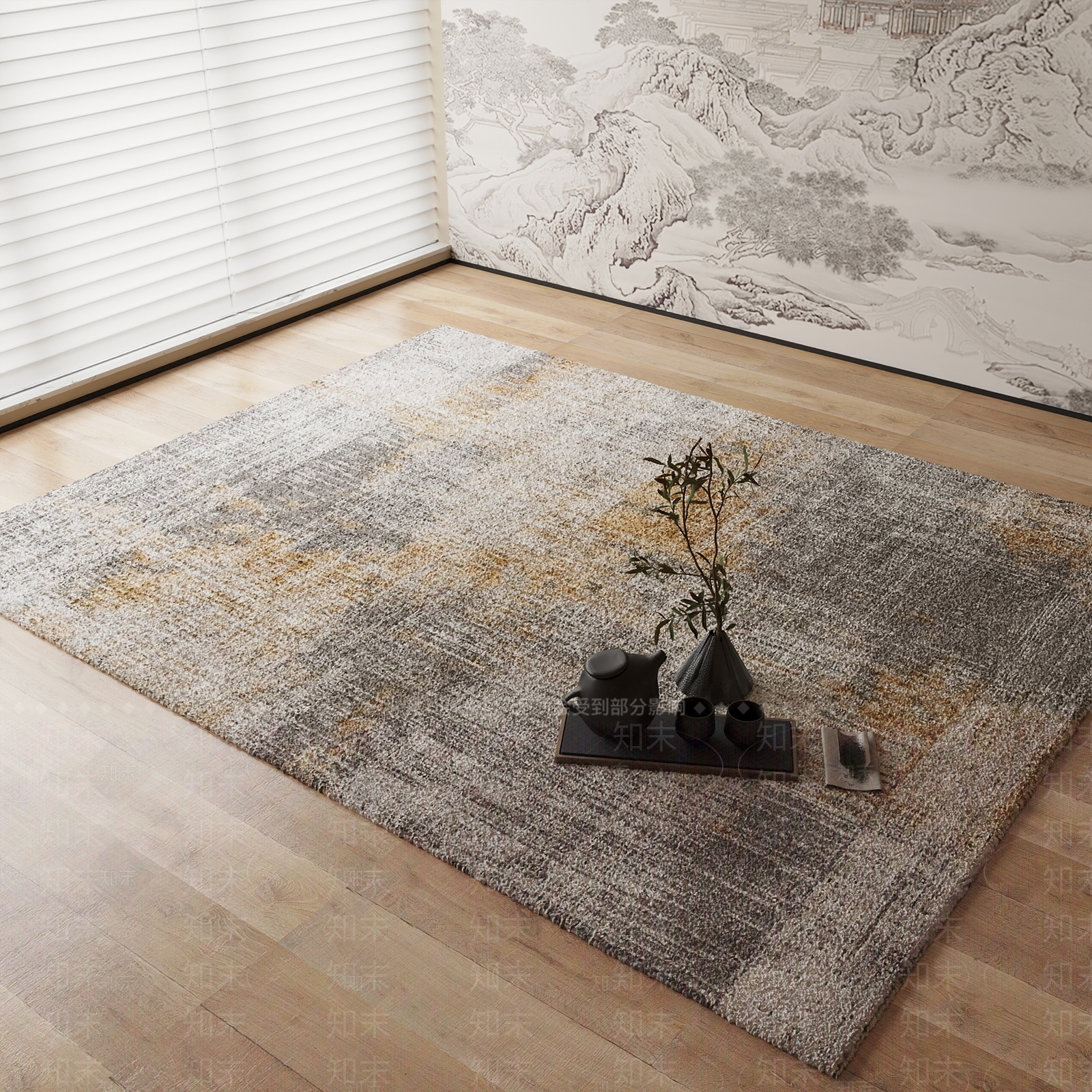 新中式地毯3D模型下载【ID:1184601973】