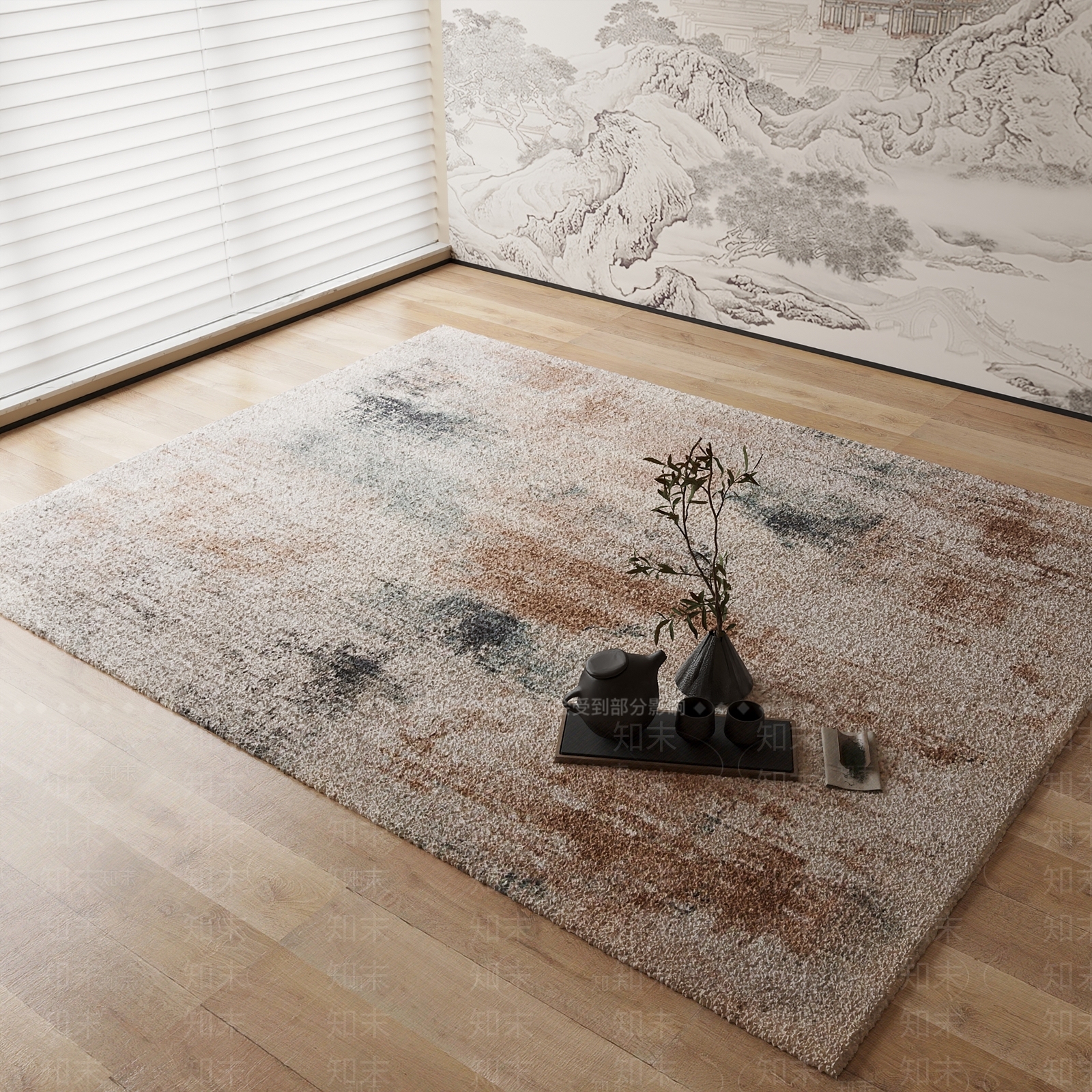 新中式地毯3D模型下载【ID:1184602090】