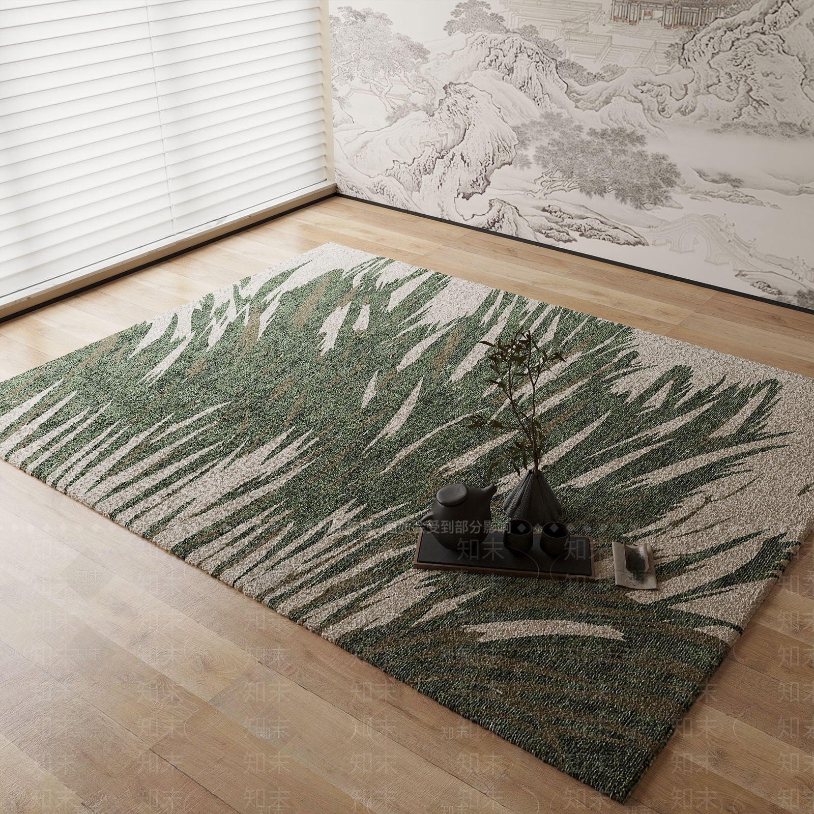 新中式地毯3D模型下载【ID:1184602869】