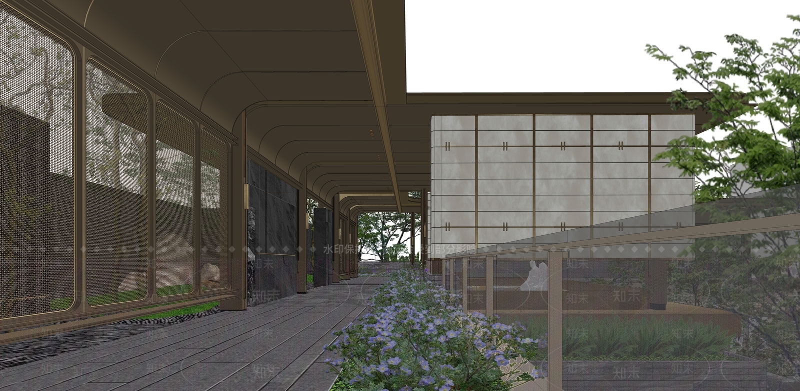 现代新中式小公建SU模型下载【ID:1184603676】
