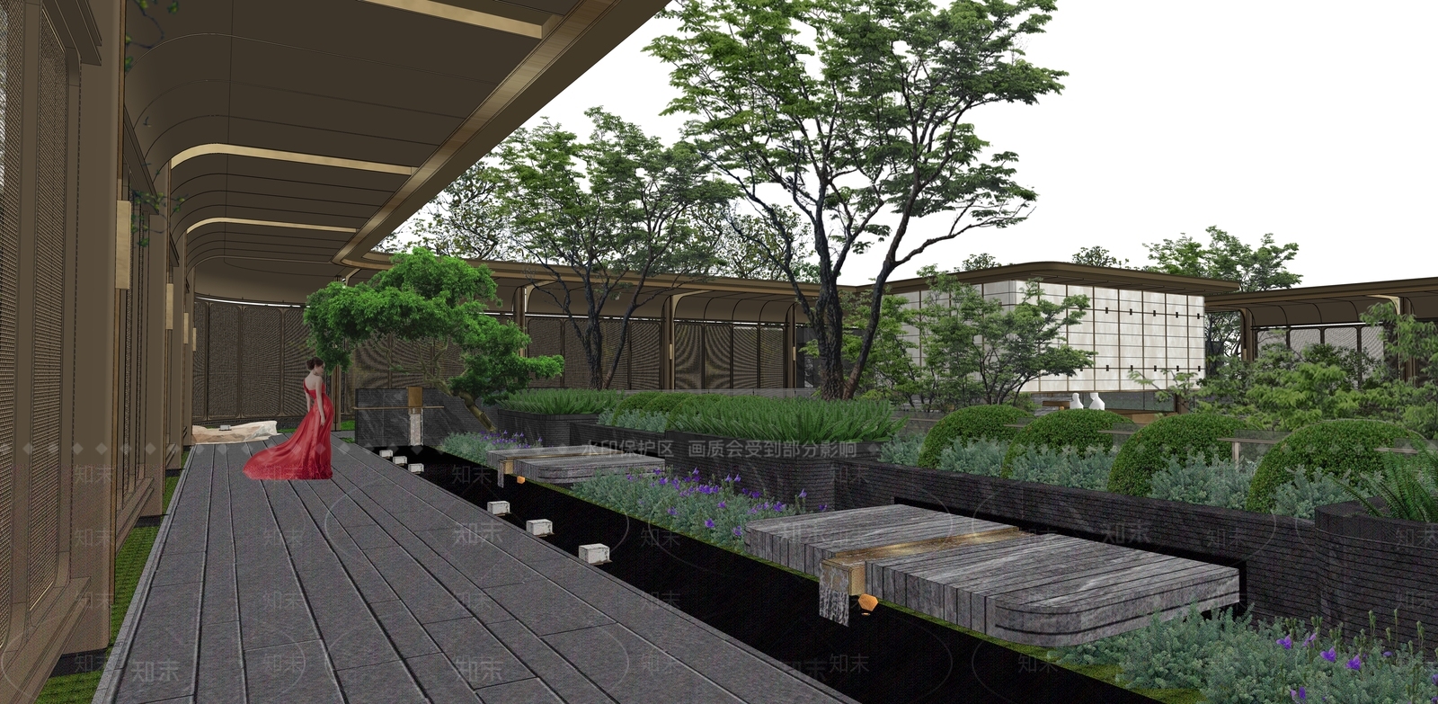 现代新中式小公建SU模型下载【ID:1184603676】