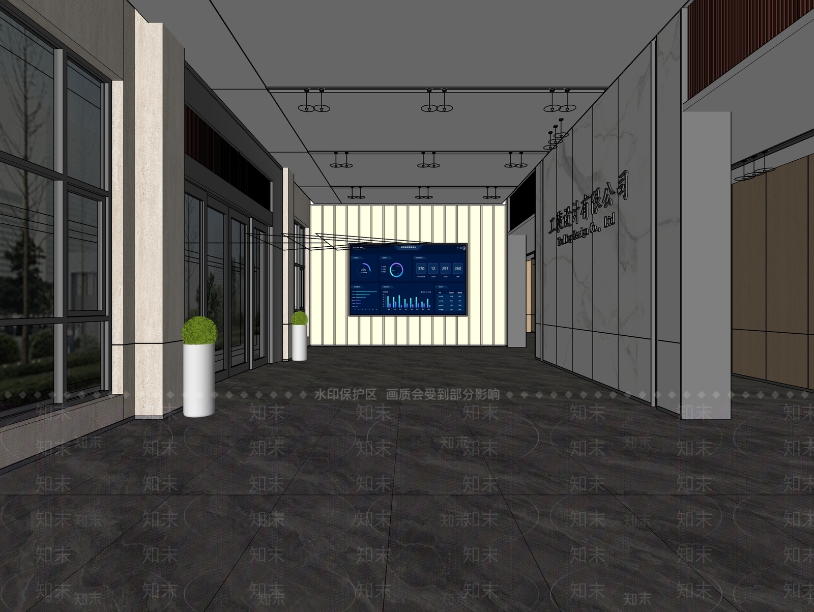现代办公大堂SU模型下载【ID:1184605544】