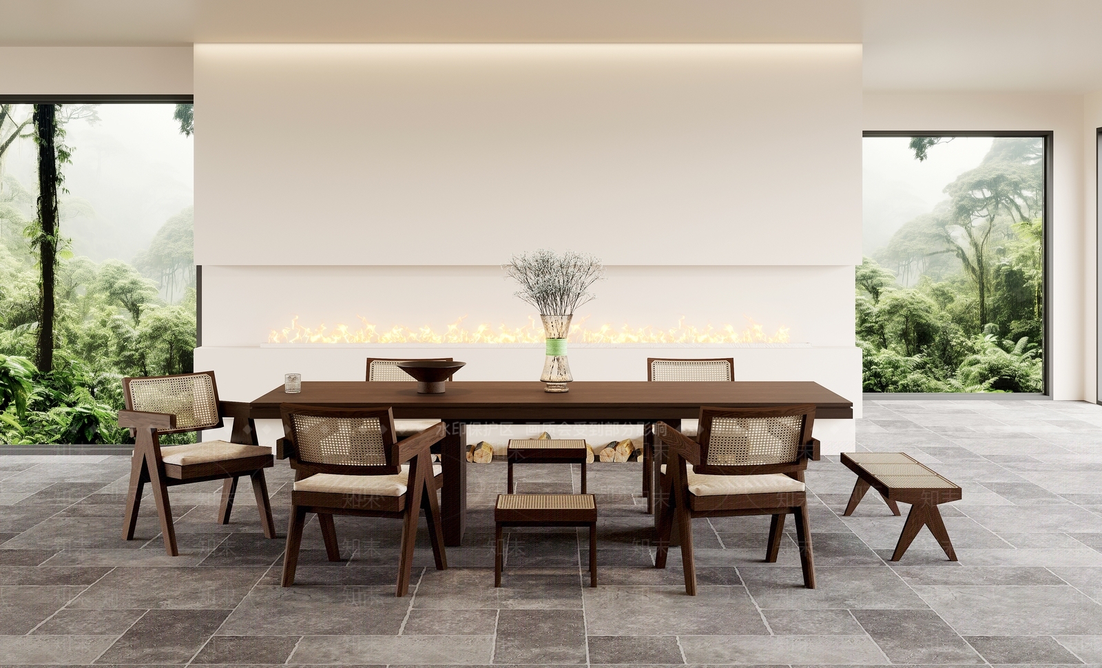 中古原木餐桌3D模型下载【ID:1184606917】