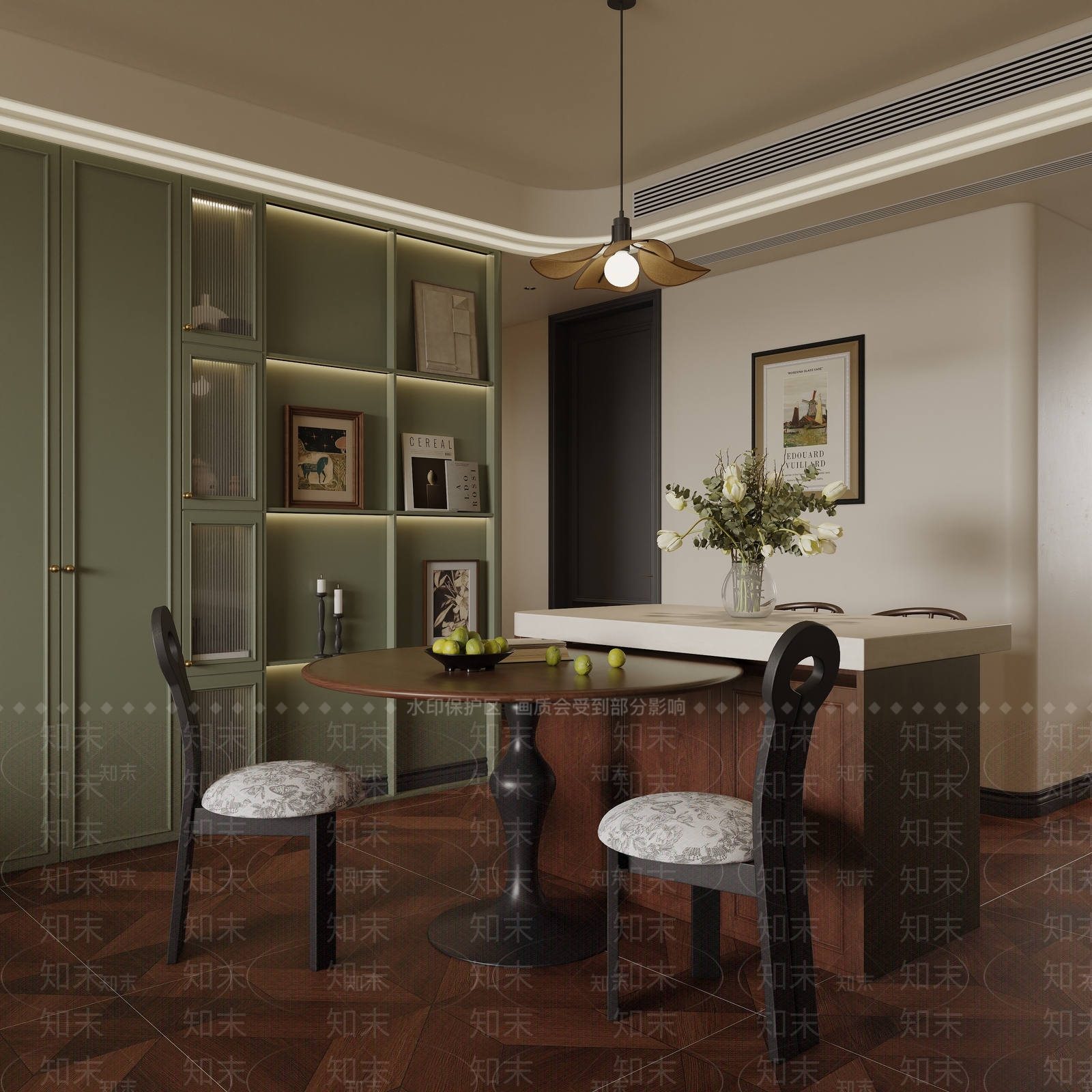 绿色餐边柜衣柜3D模型下载【ID:1227449062】
