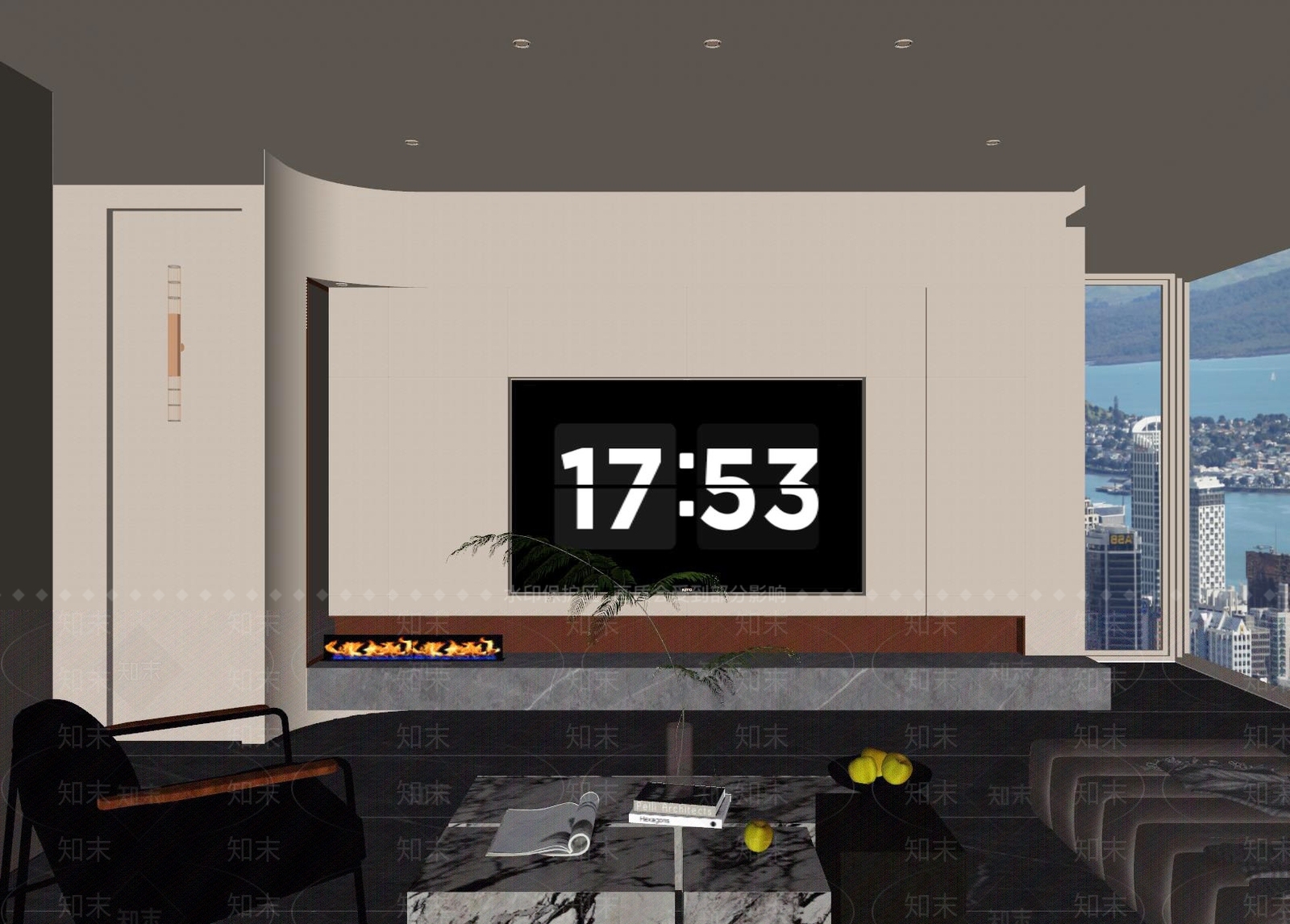 意式奶油别墅客厅SU模型下载【ID:1184611952】