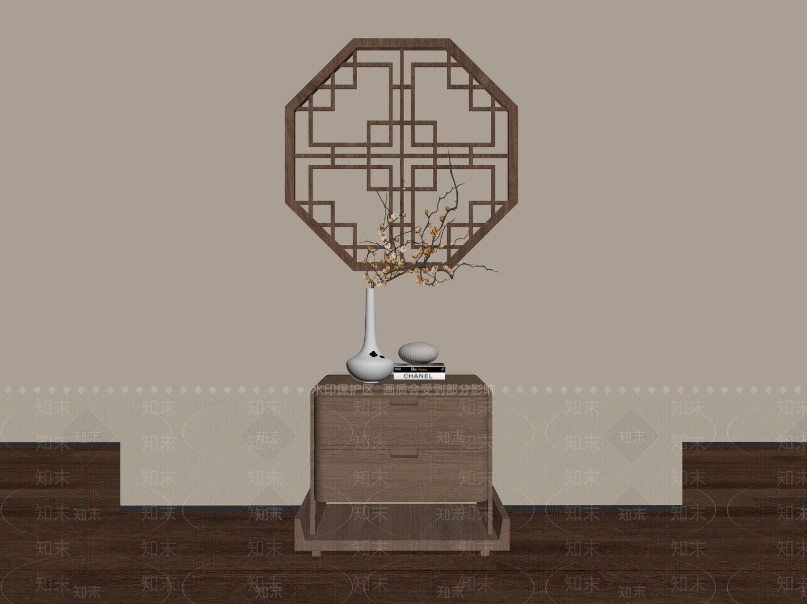新中式隔断SU模型下载【ID:1184612529】