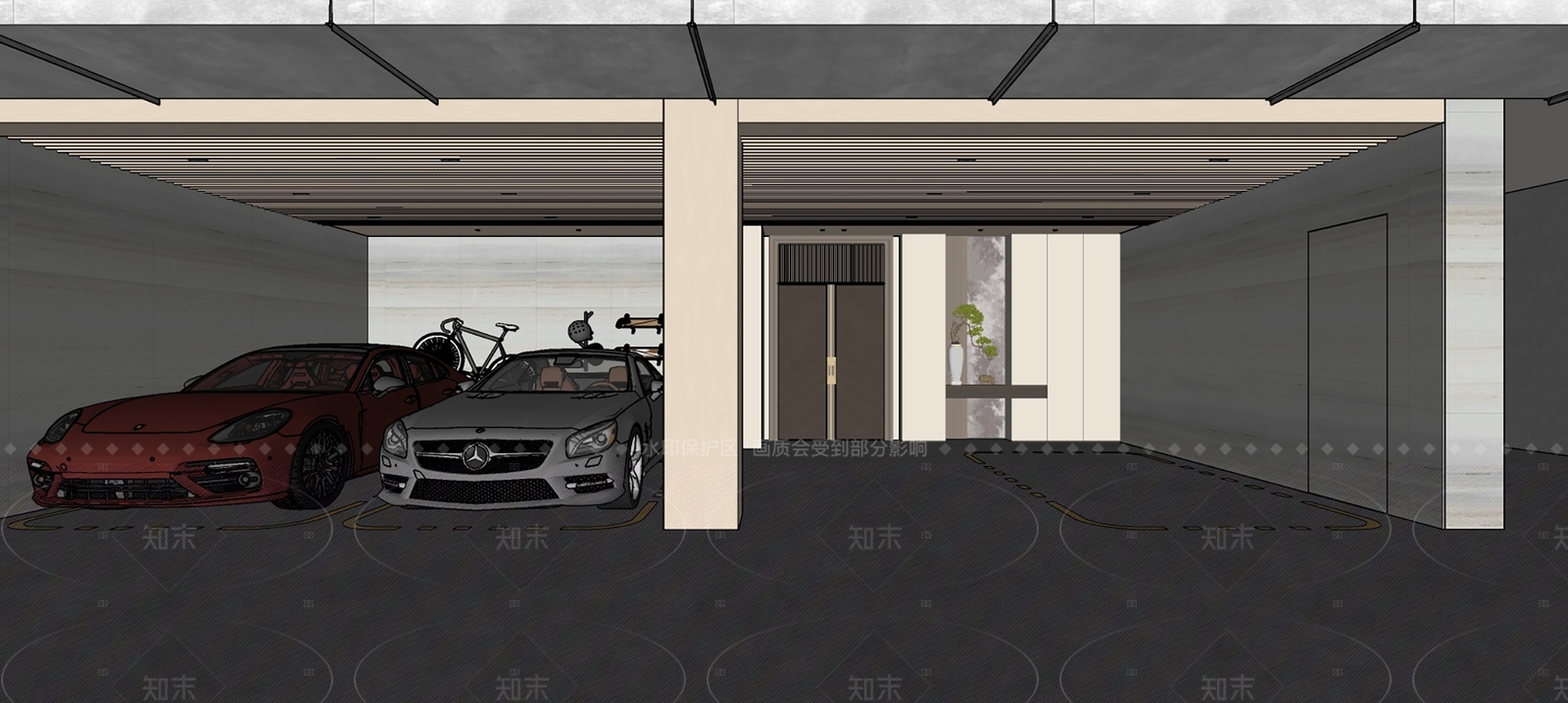 现代停车场SU模型下载【ID:1184613322】