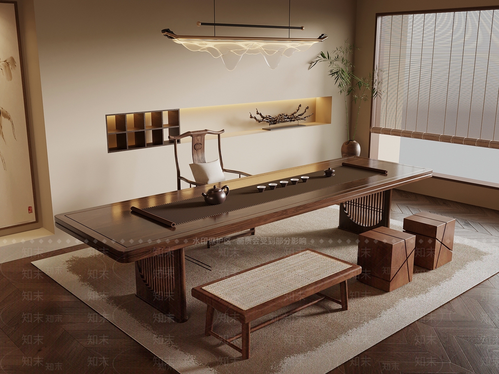 中古茶室SU模型下载【ID:1184613496】