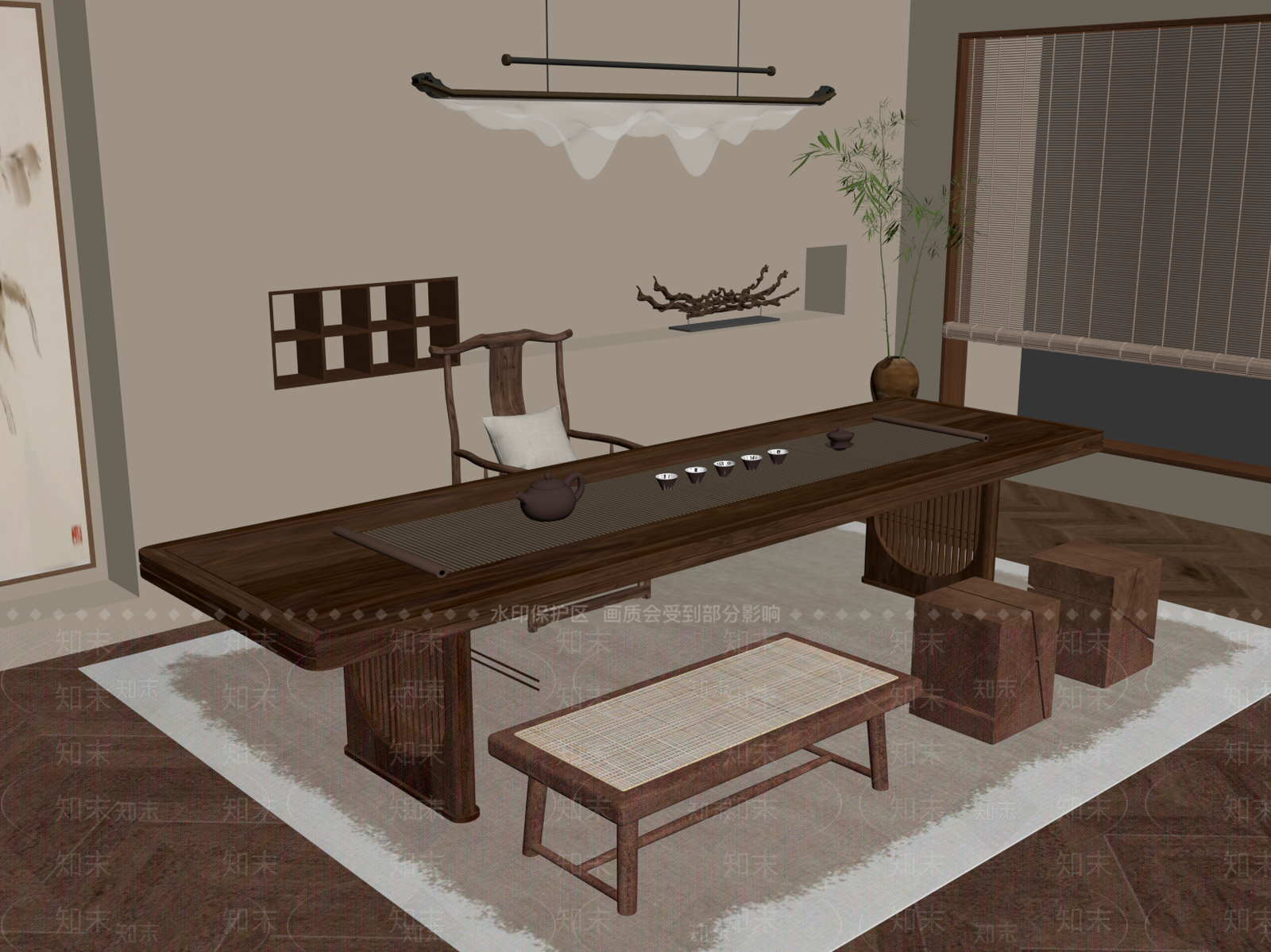 中古茶室SU模型下载【ID:1184613496】