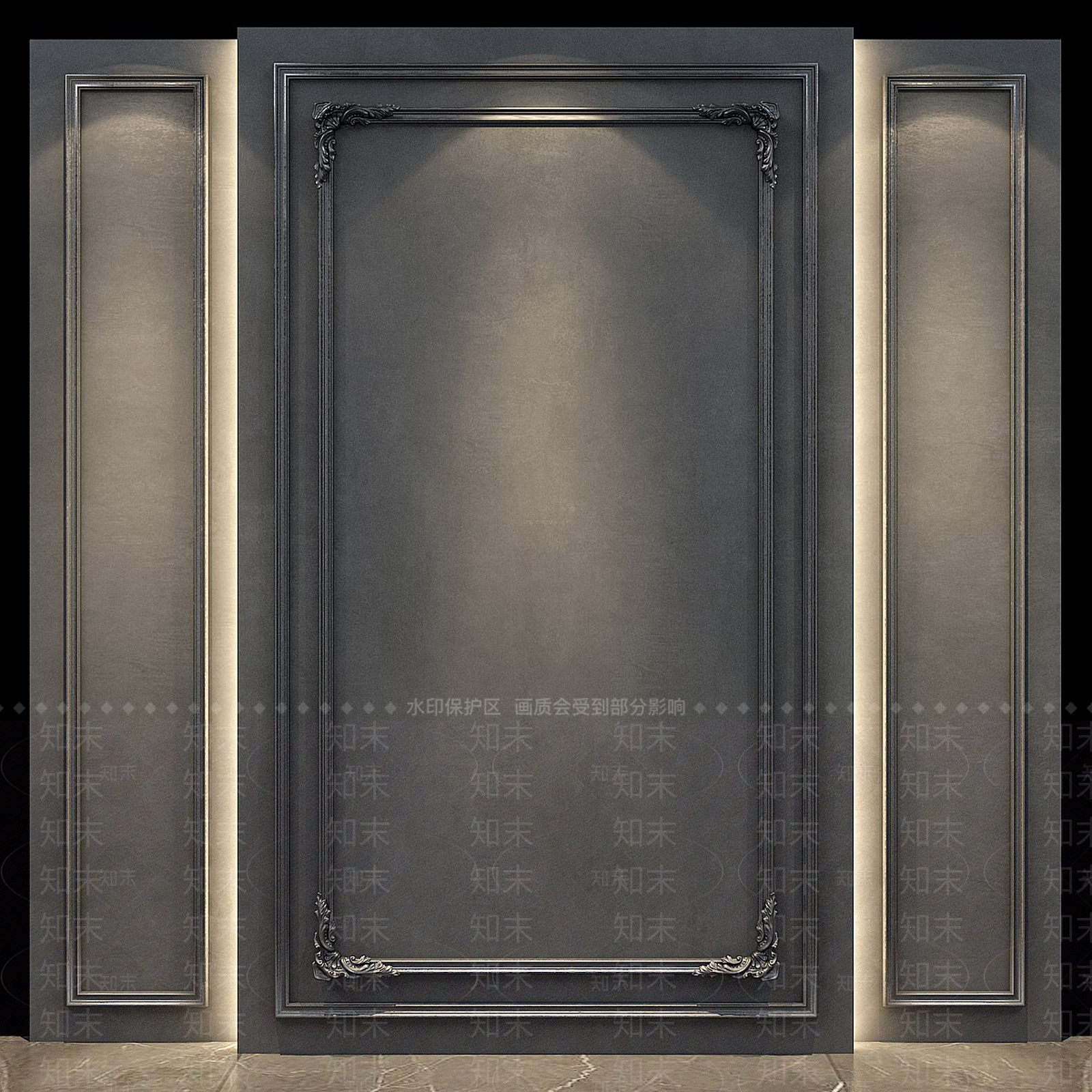 美式欧式护墙板3D模型下载【ID:1184618703】