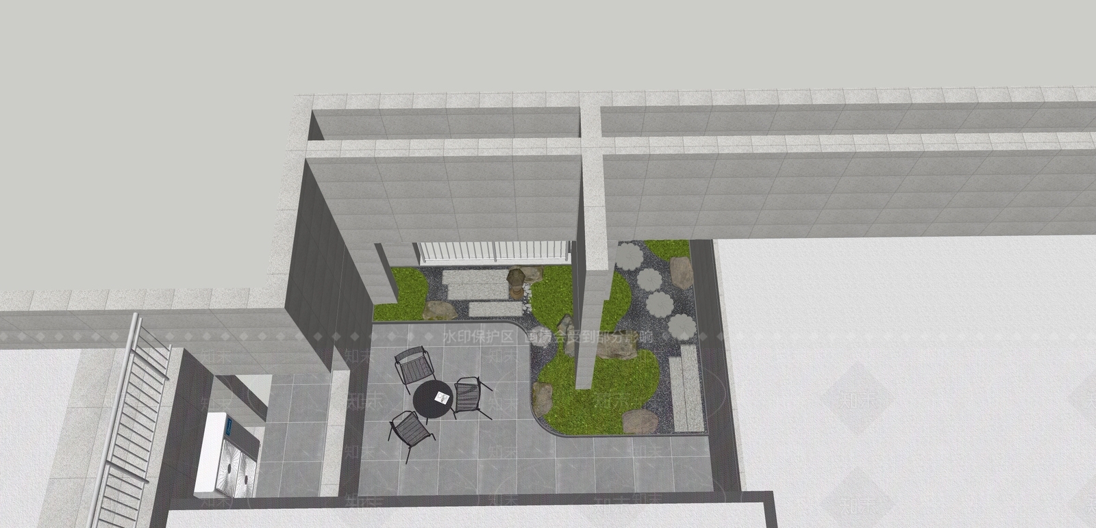 日式屋顶花园SU模型下载【ID:1184624741】