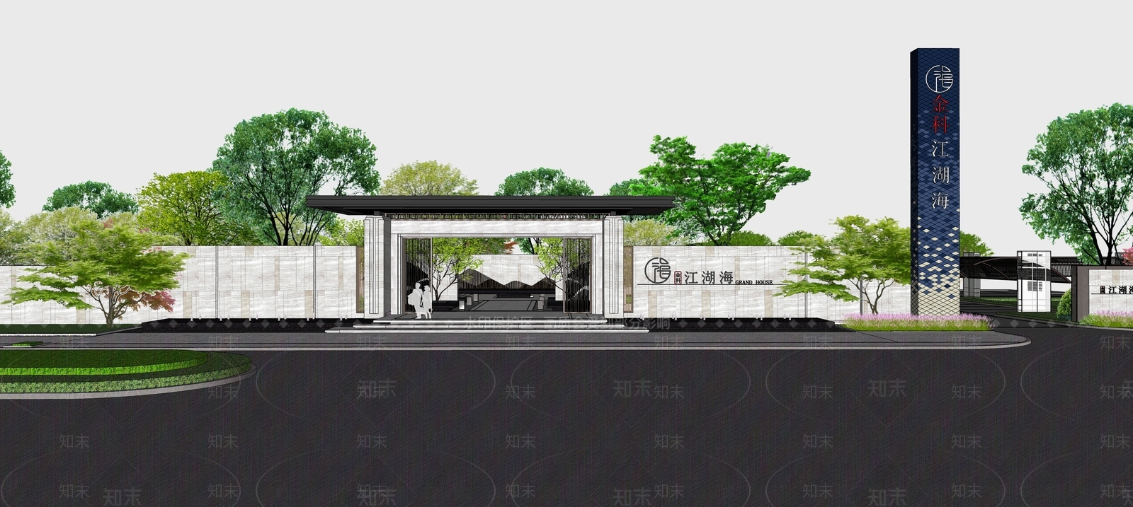 现代新中式商业景观SU模型下载【ID:1184627064】