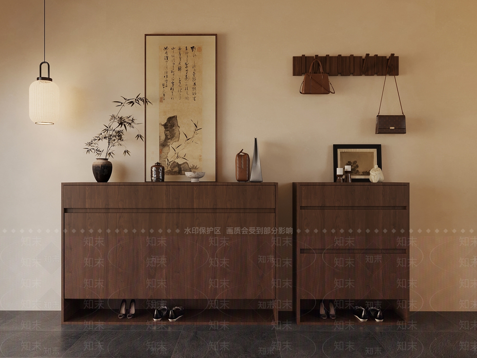 新中式鞋柜3D模型下载【ID:1184627098】