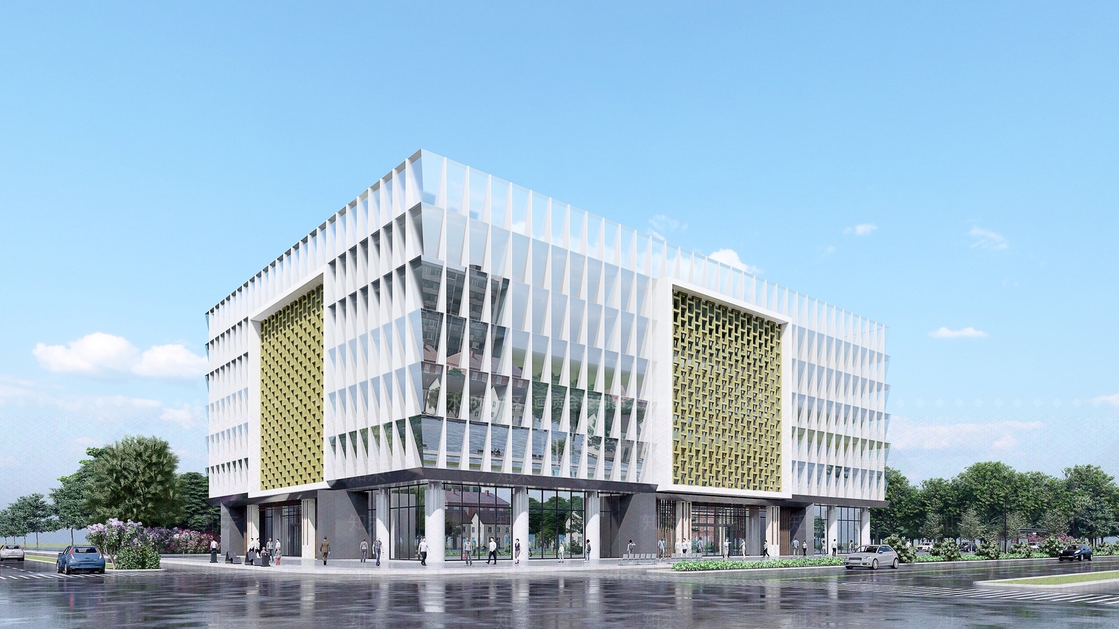现代图书馆建筑SU模型下载【ID:1184628747】