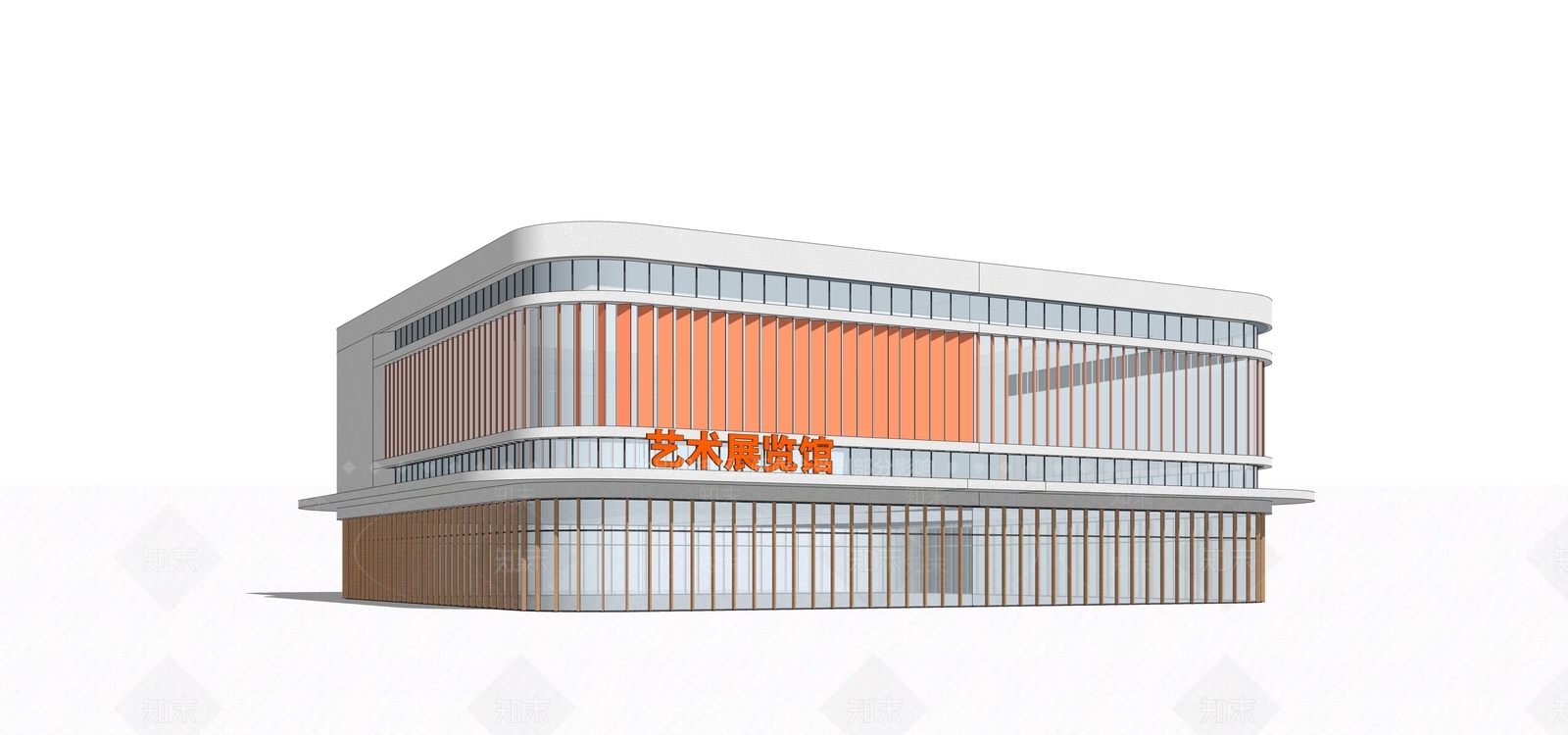 现代图书馆建筑SU模型下载【ID:1184628967】