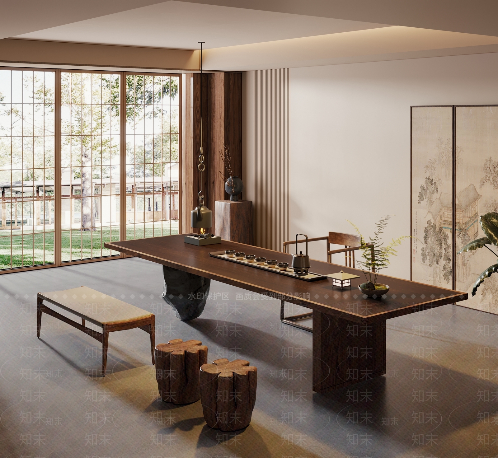 中式新中式茶室3D模型下载【ID:1184629967】