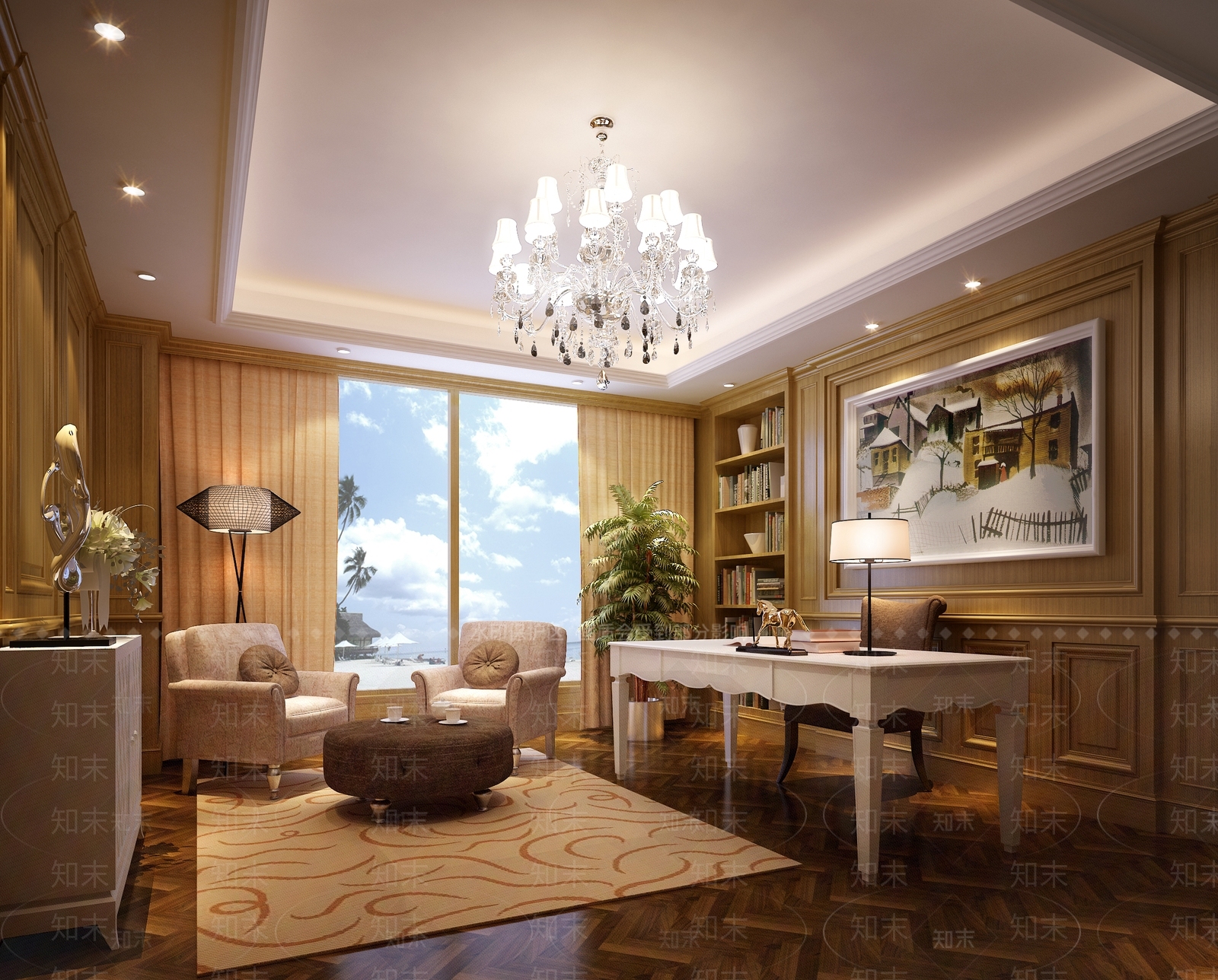 现代书房3D模型下载【ID:1184632347】