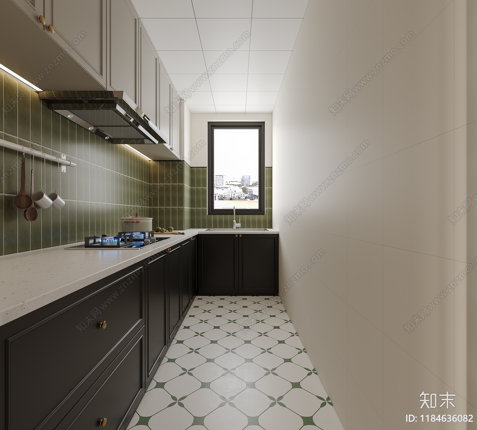 法式复古封闭式厨房3D模型下载【ID:1184636082】