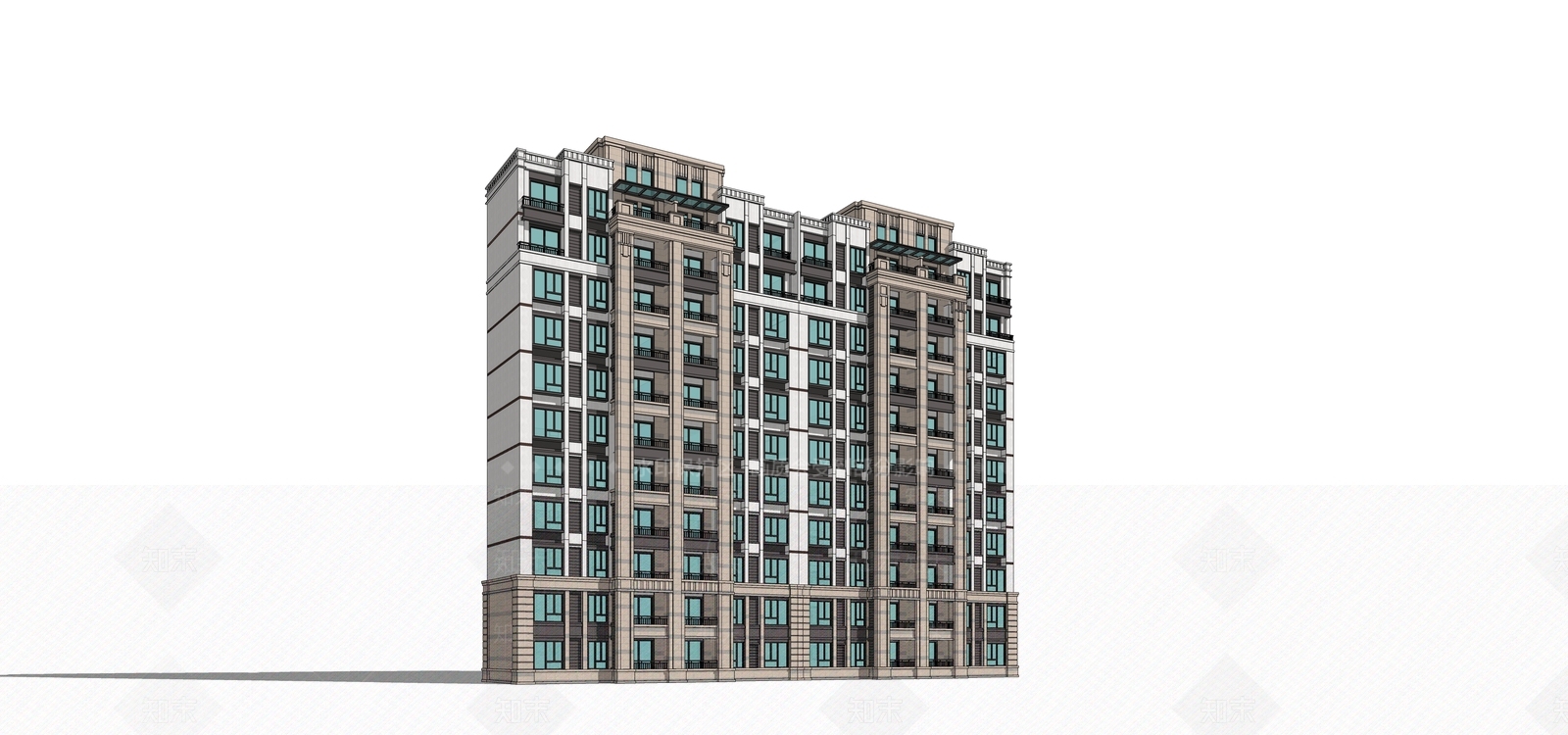现代多层住宅SU模型下载【ID:1184636151】
