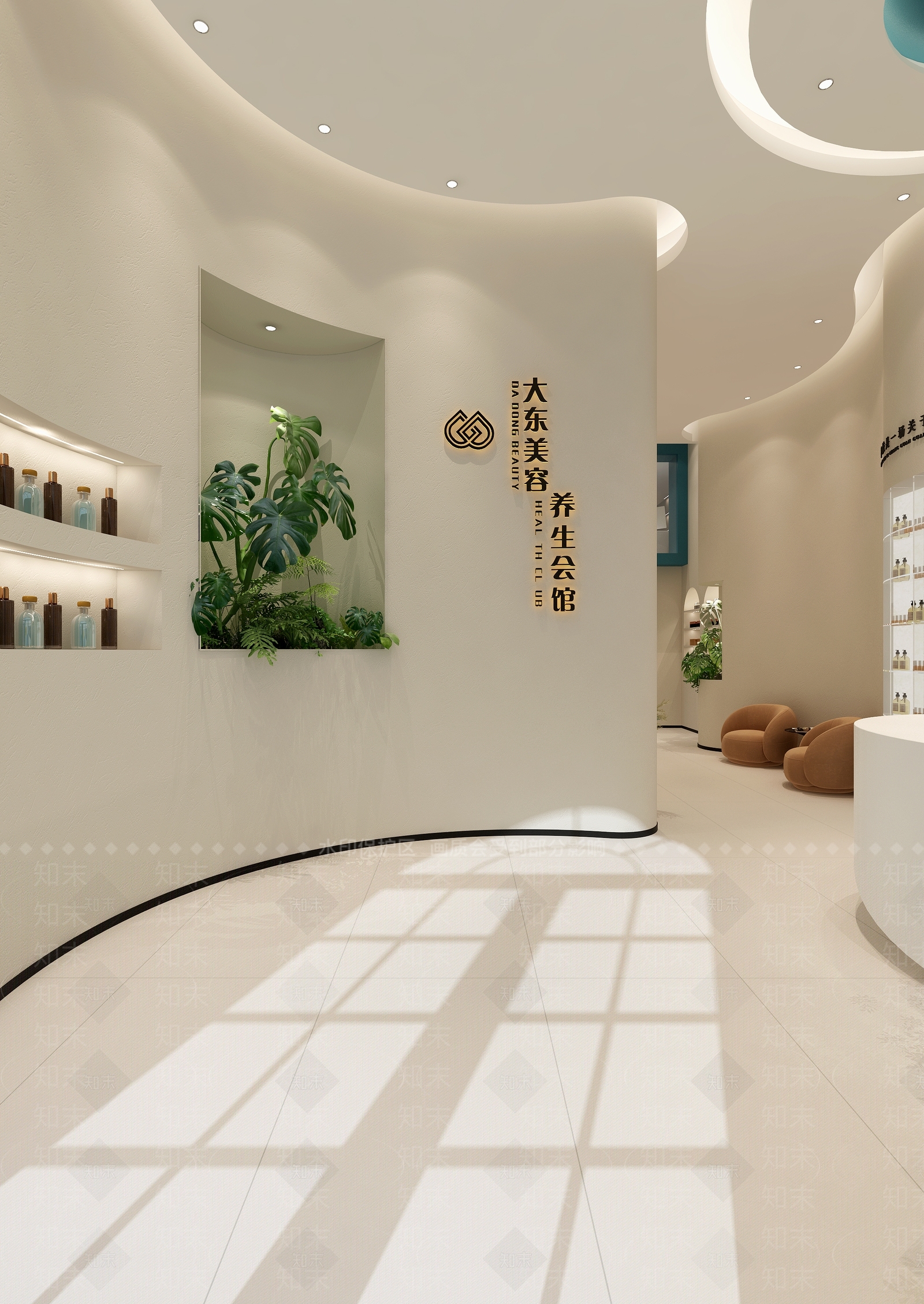 现代奶油美容院3D模型下载【ID:1184637109】