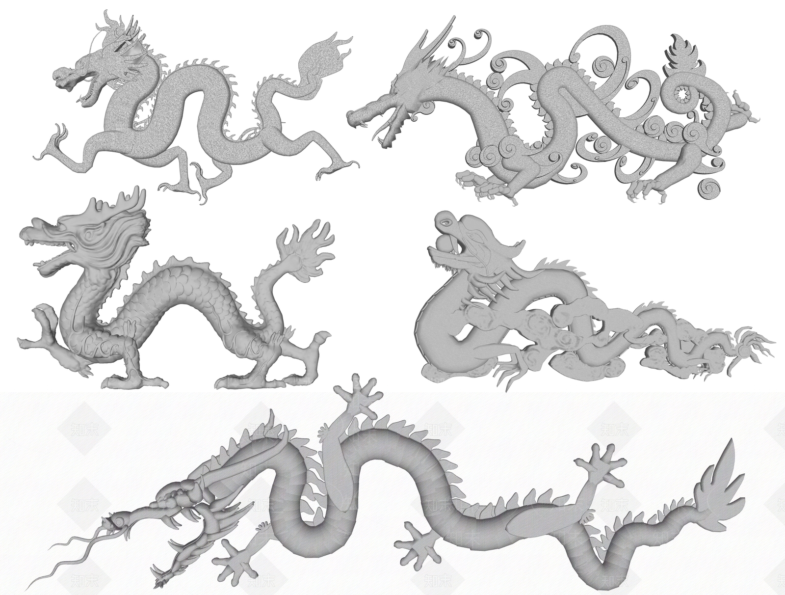 中式龙雕塑SU模型下载【ID:1184638425】