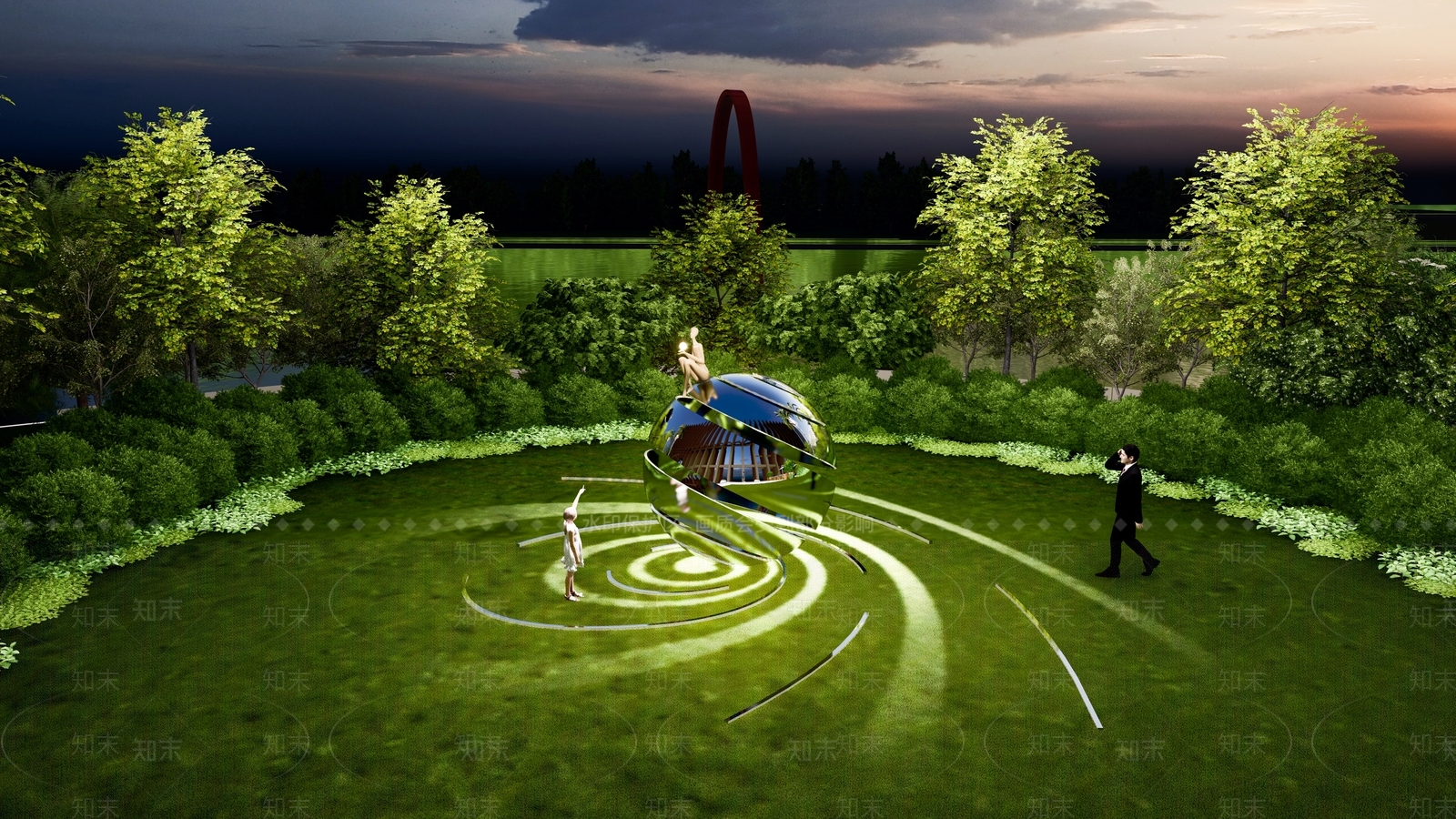 现代极简景观雕塑3D模型下载【ID:1184646452】