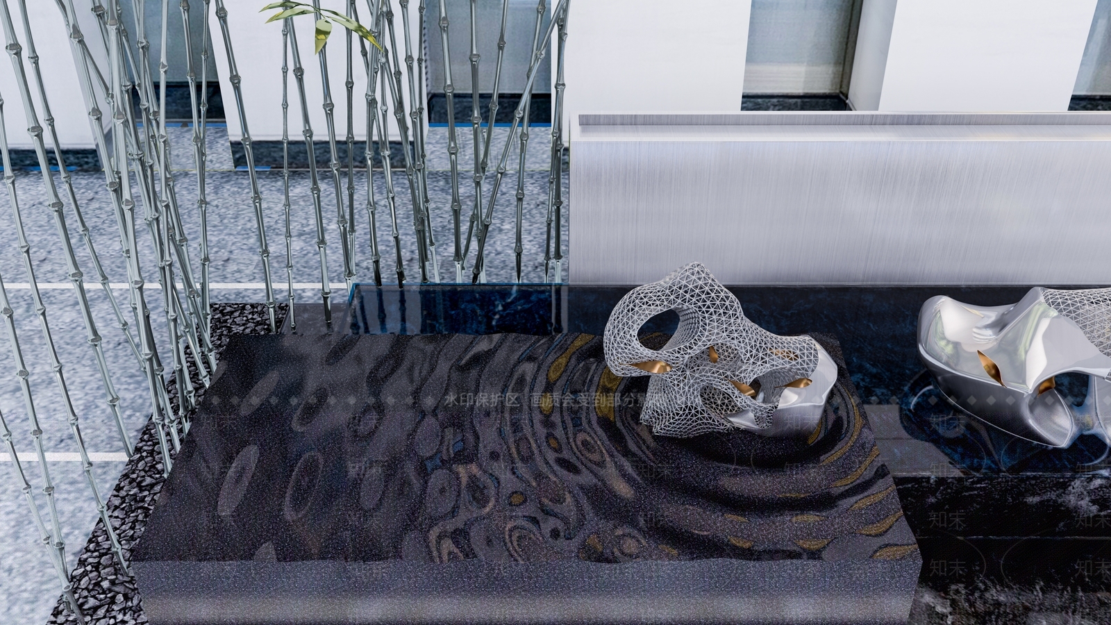 新中式现代景观雕塑3D模型下载【ID:1184646641】