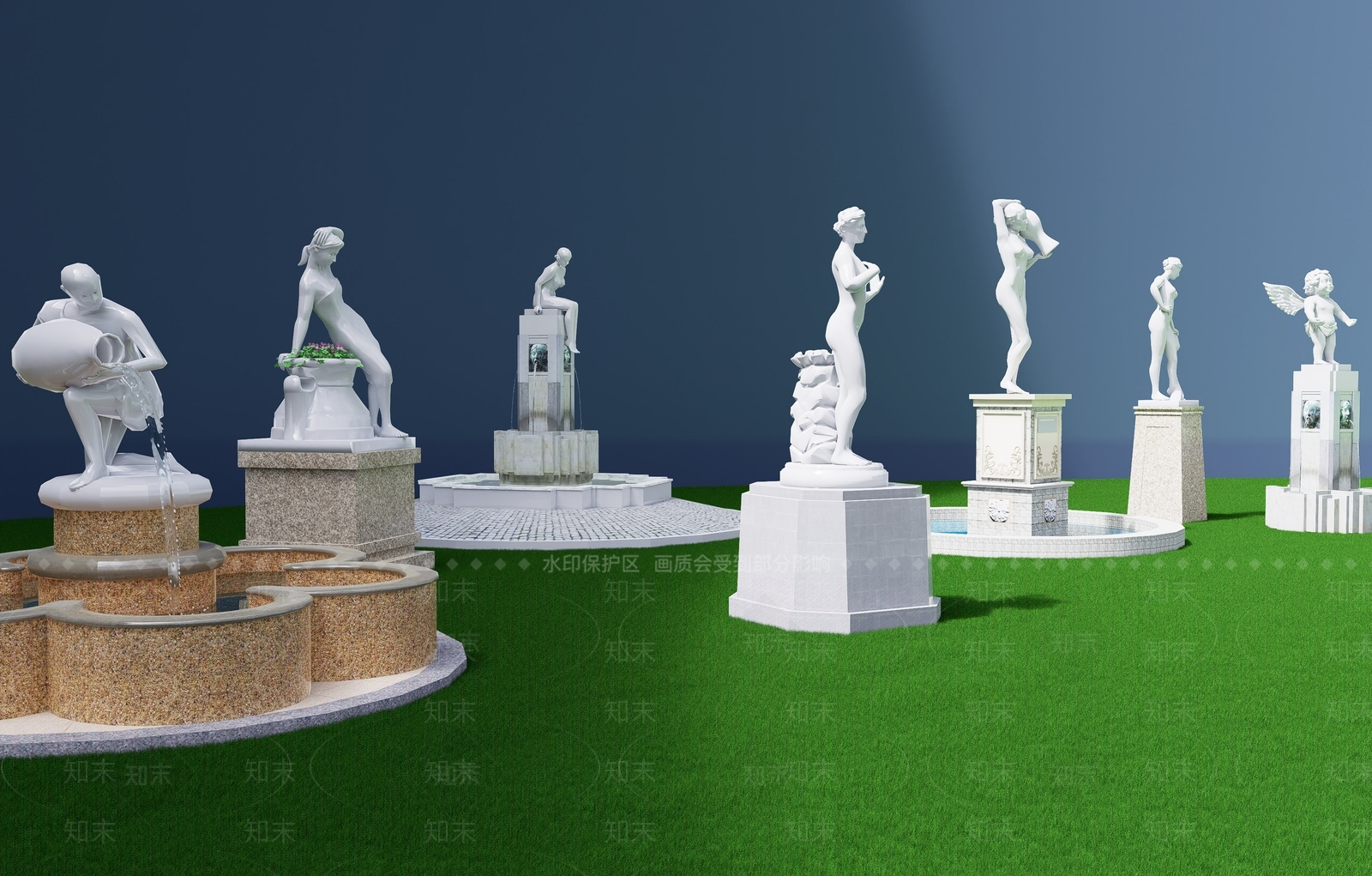 现代欧式雕塑小品SU模型下载【ID:1184647592】