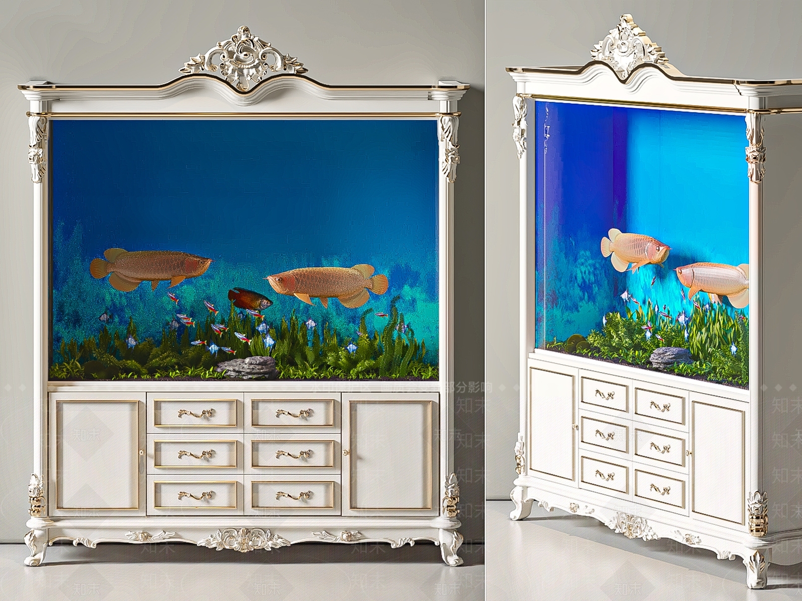 法式欧式鱼缸3D模型下载【ID:1184648169】